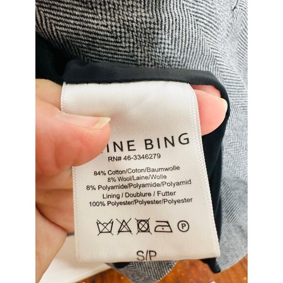 ANNIE BING Grey Wool Blend Boxy Cut Style Oversized Striped Becky Blazer size S - Picture 13 of 14